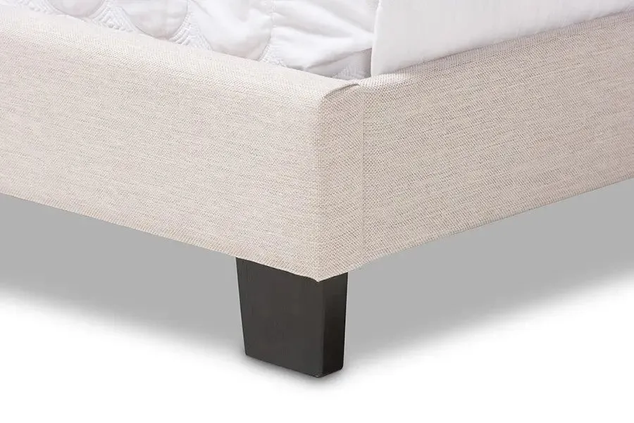 Willis Light Beige Fabric Upholstered Box Spring Bed (King)