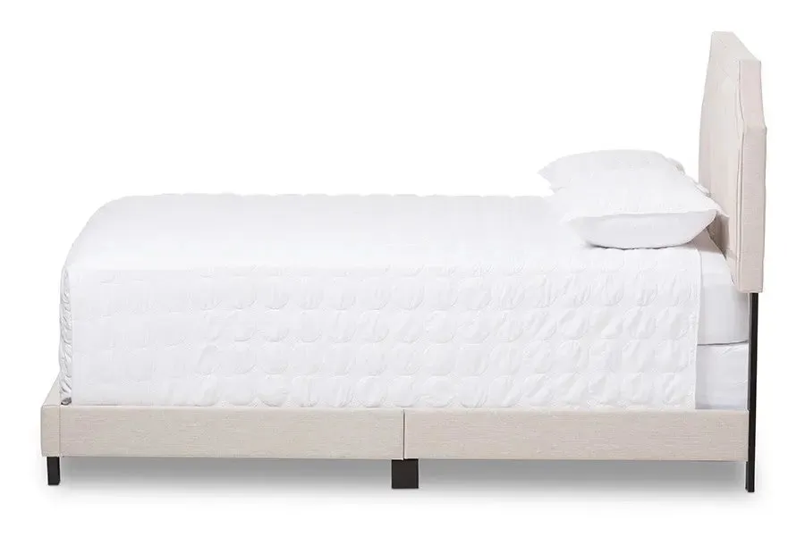 Willis Light Beige Fabric Upholstered Box Spring Bed (King)