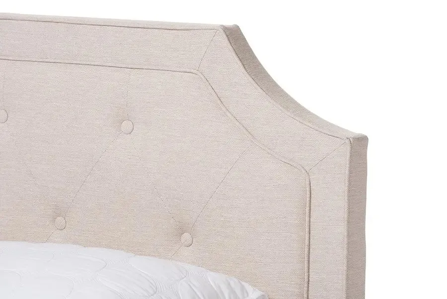 Willis Light Beige Fabric Upholstered Box Spring Bed (King)