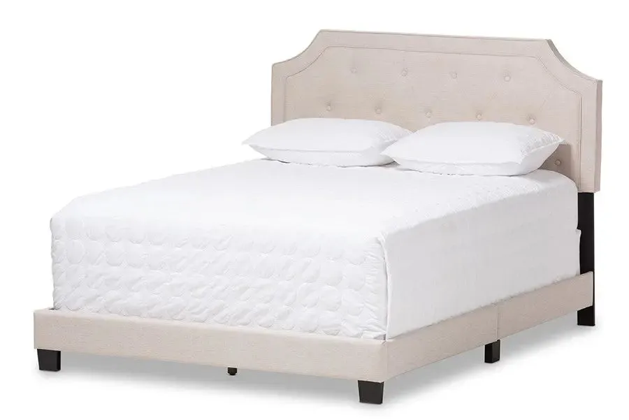 Willis Light Beige Fabric Upholstered Box Spring Bed (King)