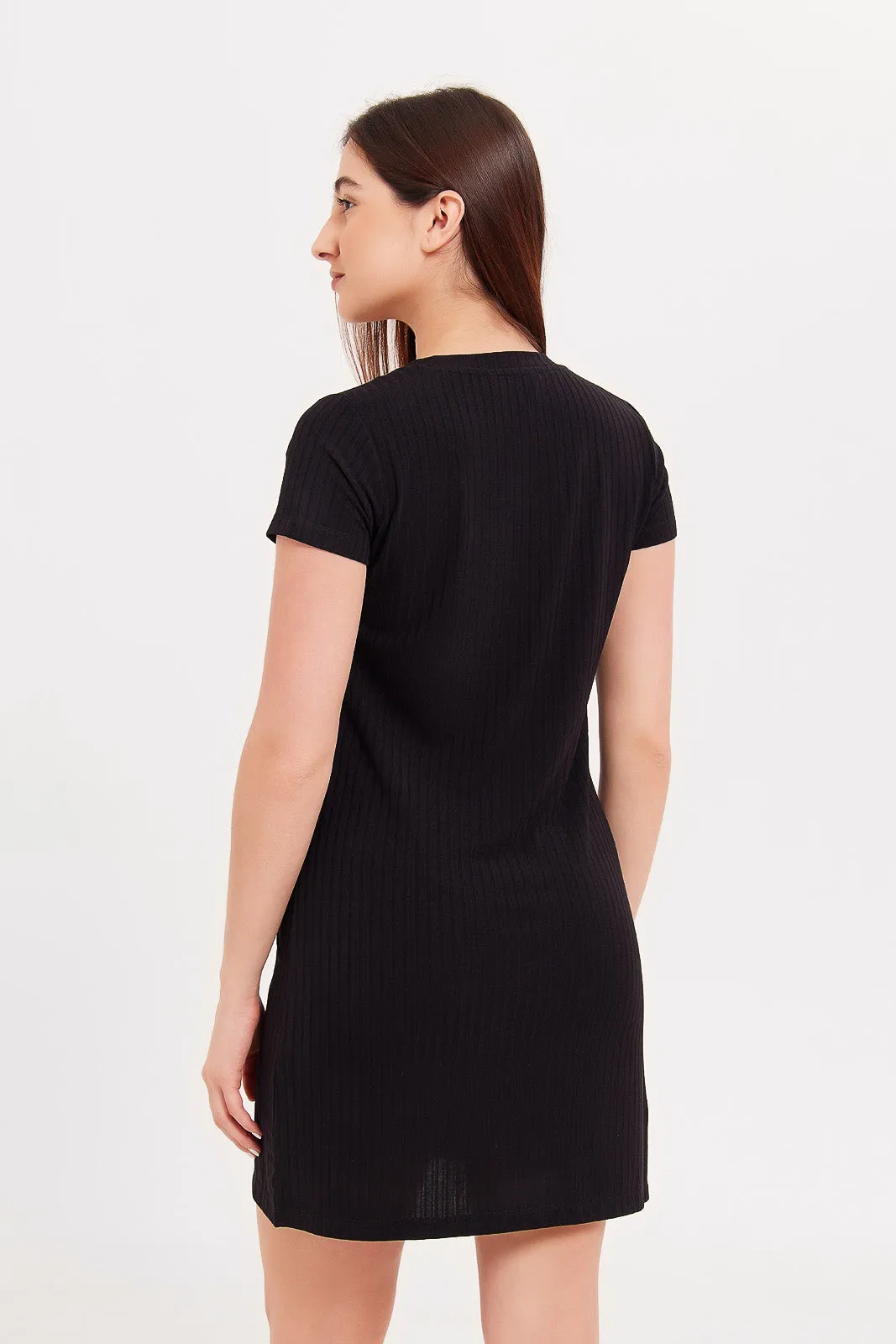 Women Black Solid Nightshirt