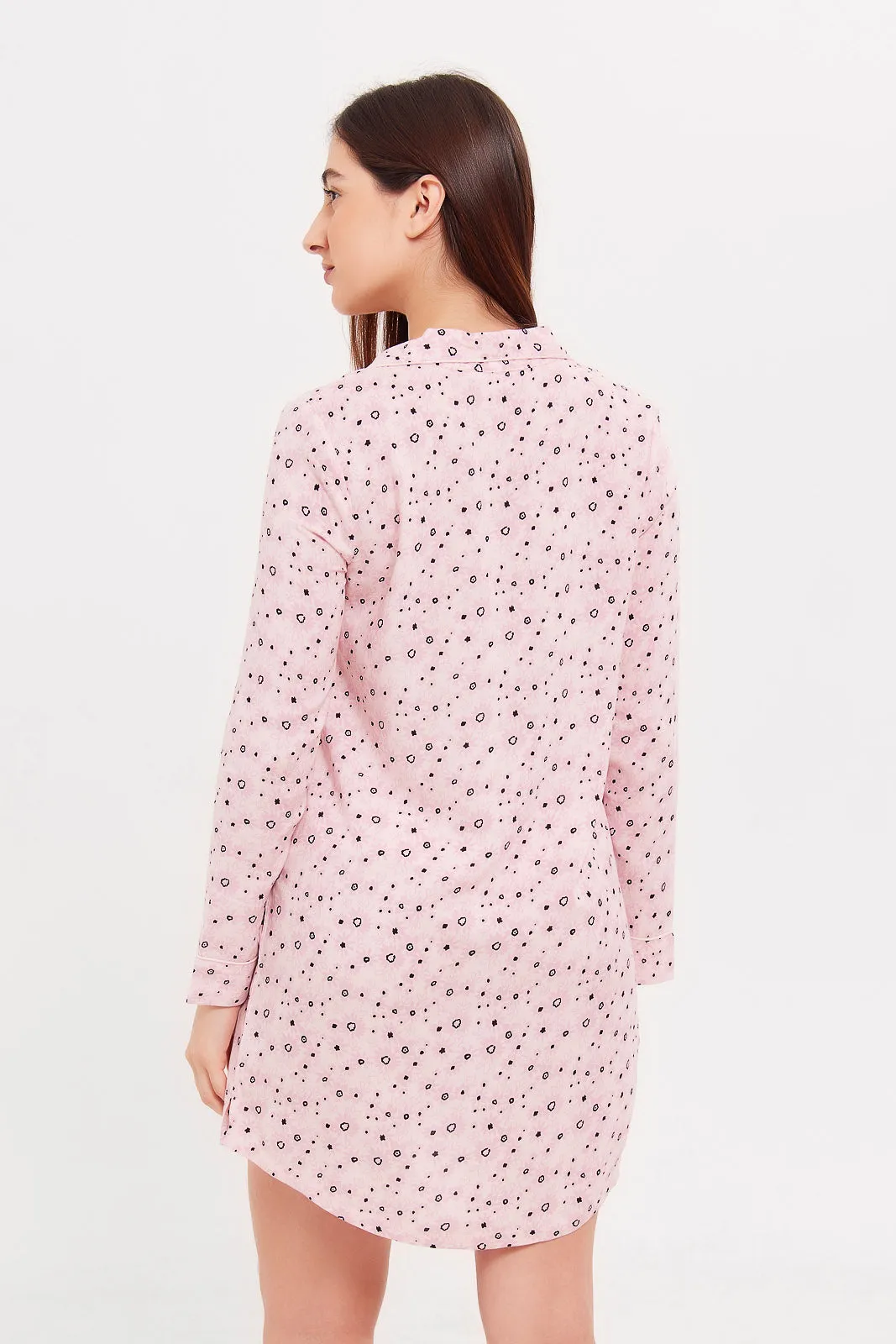 Women Pink Printed Nightgown