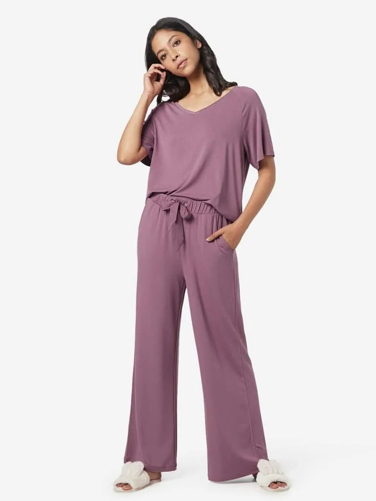 Wunderlove Mauve V-Neck T-Shirt