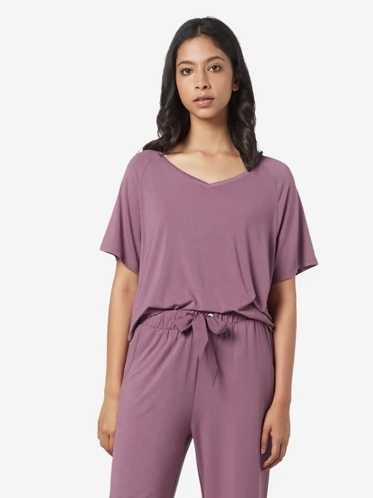 Wunderlove Mauve V-Neck T-Shirt