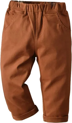 Yartina Toddler Baby Boys Jogger Pants Pull On Cargo Dungarees Drawstring Sweatpants with Pockets Casual Wear