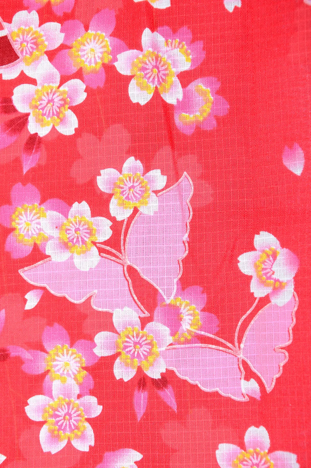Yukata for indoor use / sakura&butterfly  :EM007-Red