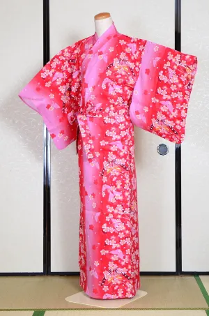 Yukata for indoor use / sakura&butterfly  :EM007-Red